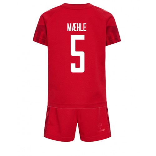 Fotbalové Dres Dánsko Joakim Maehle #5 Dětské Domácí MS 2022 Krátký Rukáv (+ trenýrky)